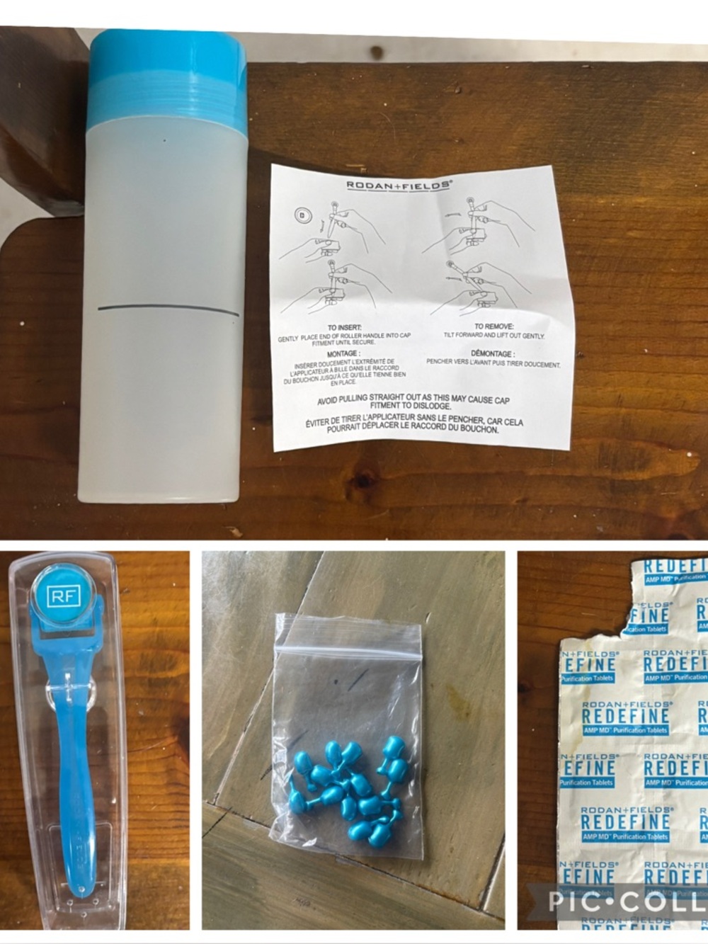Rodan + Fields Redefine AMP MD Roller, Cleaning Container/tablets, serum.
